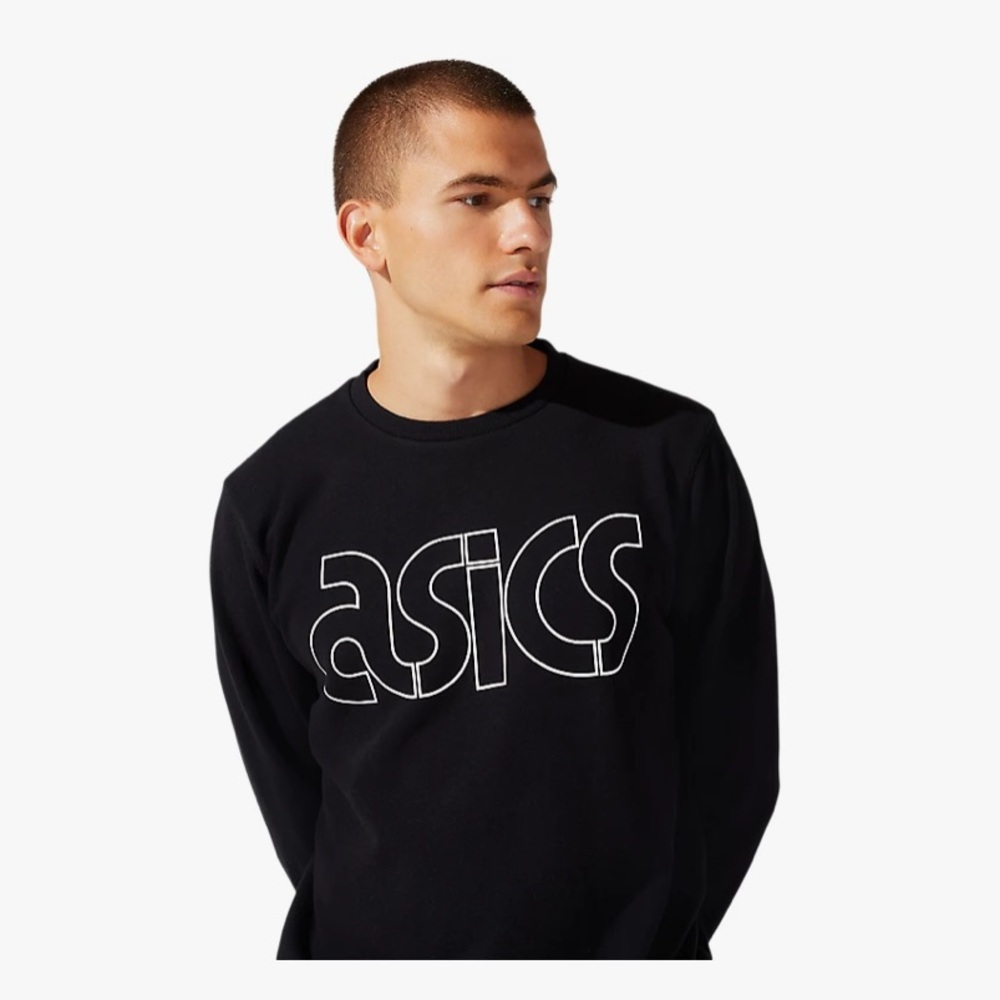 ASICS Black Terry Crewneck Sportstyle logo Sweatshirt - Picture 4 of 7